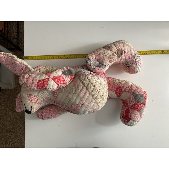 Vintage Hand Stitched Patchwork Quilt Bunny Rabbit Doll Folk Art Farmhouse - Picture 6 of 7